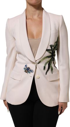 Dolce & Gabbana Womens Beige Embroidered Single Breasted Jacket Clothing
