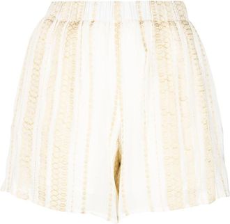 Zeus + Dione embroidered high-waist shorts - women - Metallic Fibre/Cupro/Silk - 34 - Gold