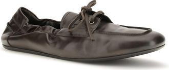 Prada Mens Aged Leather Lace-Up Sneakers Moro Lace Up