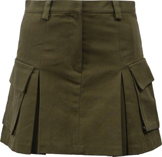Frankie Shop Audrey Pleated Mini Skirt in Green Cotton