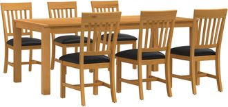 vidaXL Conjunto De Comedor 7 Uds. Negro Madera De Roble S&oacute;lido Vidaxl