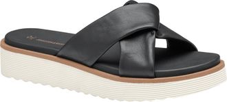 Johnston & Murphy Mitzi Knot Platform Wedge Slide Sandal in Black Glove Leather at Nordstrom, Size 7.5