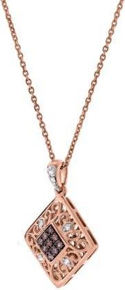 LuvMyJewelry Selora Sterling Silver 0.08 Ct Diamond Geometric Pendant Necklace in Pink Rhodium Sterling Silver at Nordstrom