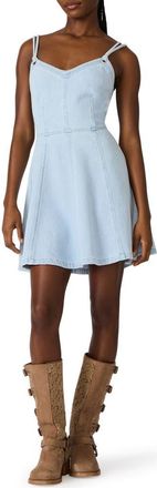 Steve Madden Harley Ruffle Hem Denim Minidress in Faded Blue at Nordstrom, Size X-Small