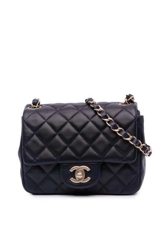 Chanel 2014-2015 Classic Single Flap lamsleren vierkante mini-crossbodytas - Blauw