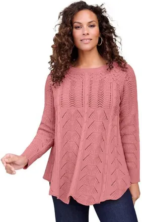 Roaman's Scallop Hem Pointelle Sweater in Desert Rose at Nordstrom, Size 16