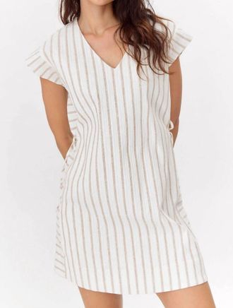 Greylin Joanna Textured Stripe Side Tie Mini Dress In White