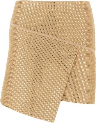 ADĀMO Andrea Adamo Asymmetrische Minirok - Dames - Korte rokken - Geel - M - Polyester - Rokken