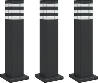 vidaXL L&aacute;mparas De Suelo De Exterior 3 Unidades Aluminio Negro 50 Cm Vidaxl