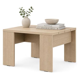 Dmora Mesa De Centro Magre, Forma Cuadrada, Color Tablero Marr&oacute;n, Matiz De Estructura Roble, 67x67x43h Cm Marr&oacute;n Roble