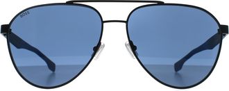 HUGO BOSS Aviator Mens Matte Black Blue 1485/S Metal - One Size