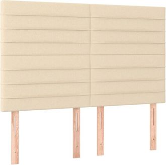 vidaXL Cabecero con luces led tela crema 144x5x118/128 cm Vidaxl