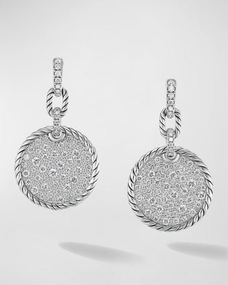 David Yurman Elements Earrings with Diamonds in Silver, 0.75
