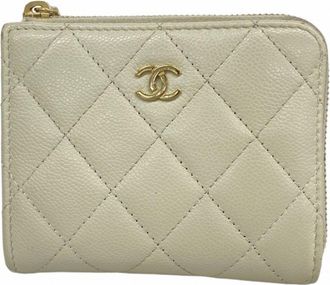 Chanel Gray Grained Calfskin Wallet (Bi-Fold) (Pre-Owned)