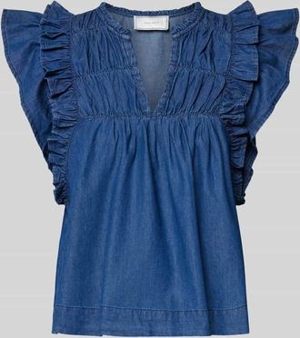 Neo Noir Neo Noir Regular Fit Jeansbluse mit Rüschen Modell Jayla in Blau, Größe 36