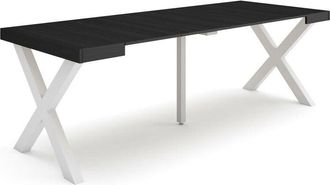 Skraut Home Skraut Home - Mesa Consola extensible, Mesa comedor plegable, 220, Para 10 comensales, Patas madera maciza, Estilo Moderno, Blanco y Gris Cemento