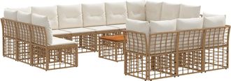 vidaXL Conjunto De Sof&aacute;s De Exterior 14 Uds. 13 Plaza Natural Y Crema Vidaxl