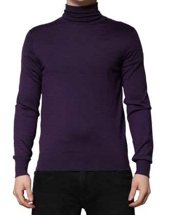 Dolce & Gabbana Mens Cashmere-Silk Blend Turtleneck Purple