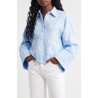 & Other Stories Cotton Blend Jacquard Button-Up Shirt in Light Blue at Nordstrom Rack, Size 0