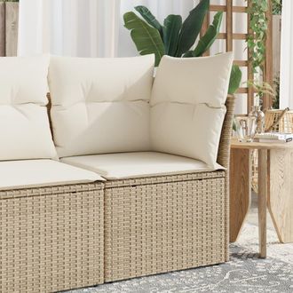 vidaXL Sill&oacute;n De Esquina De Jard&iacute;n Con Cojines Rat&aacute;n Sint&eacute;tico Beige Vidaxl