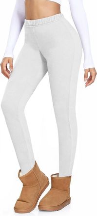 Generic Fleece Leggings for Women Elastic High Waist Thick Thermal Underwear Pants Merino Wool Winter Warm Baselayer Bottoms Soft and Cozy Tights Underwear Lo