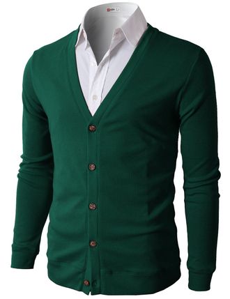 H2H Mens Casual Slim Fit Basic Designed Cotton Cardigan Green EU S/Asia M (CMOCAL012)