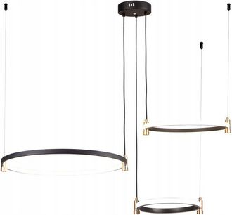 OEM L&aacute;mpara Colgante De Ara&ntilde;a Con 3 Anillos Led Para Sala De Estar, Color Negro Y Control Remoto