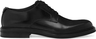Dolce & Gabbana Zwarte leren logoplaquette Derby-schoenen - Heren - Nette schoenen - Zwart - 45 EU - Leer - Schoenen