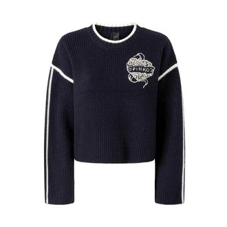 Pinko Pinko, Dames, Truien, Blauw, Maat: L Wol