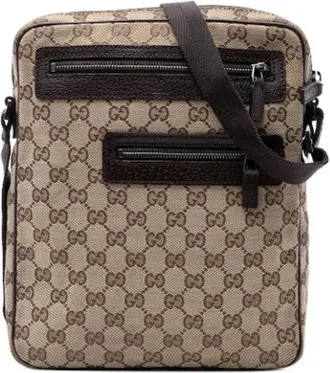 Gucci Vintage, unisex, Beige, ONE Size, Leer, Pre-owned Canvas Crossbody Bag