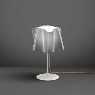 Linea Zero L&aacute;mpara De Mesa Con Base Y Tija De Metal Pantalla Folio Plata Di&aacute;metro 25x H37 Cm