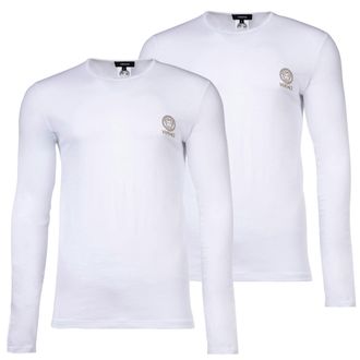 Versace T-Shirt Bi-Pack Jersey Topeka Bi-Stretch Katoen Organisch Nieuw Logo Lange Mouw