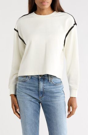 Rag & Bone Blanket Stitched Crop Sweatshirt in Chalk at Nordstrom Rack, Size X-Small