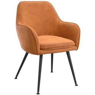 LPD Furniture Tara Indoor Dining Chair (Pack of 2) - Velvet/Metal - L62.5 x W59 x H84.5 cm - Burnt Rust/Black - Partially Assembled