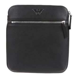 Emporio Armani Messenger Bags, male, Black, Size: ONE SIZE Logo Plaque Crossbody Bag