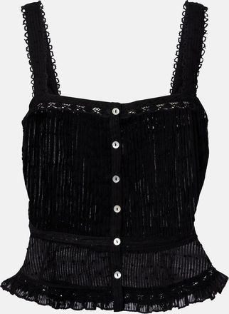 Poupette St Barth Top Berry de algod&oacute;n con encaje