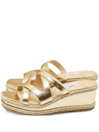 Jimmy Choo London leather wedged sandals - Gold