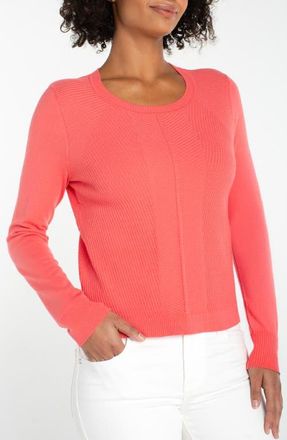 Liverpool L.A. Mixed Stitch Crewneck Sweater in Sunset Coral at Nordstrom, Size Large
