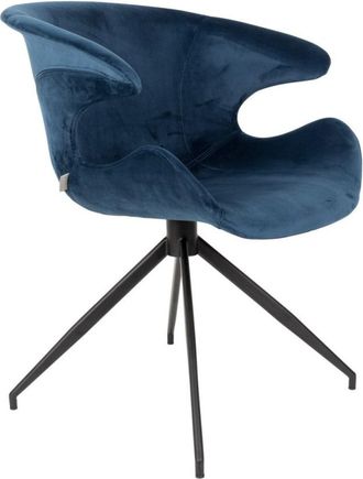 Zuiver Silla de terciopelo elegante en azul