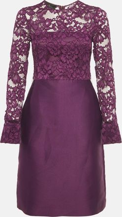Carolina Herrera Purple Lace And Satin Short Dress