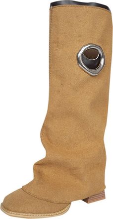 Generic Khaki Women Knight Boots Worn Style with Hole Details for Outdoor and Leisure Activities 2025 Comfortable