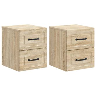 vidaXL Mesita De Noche De Pared 2 Pcs Roble Sonoma 34,5 X 33 X 40 Cm Vidaxl