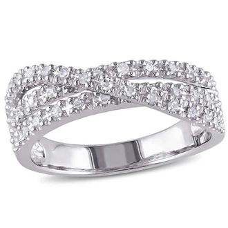 Amour 1/4 CT TW Diamond Crossover Ring In Sterling Silver