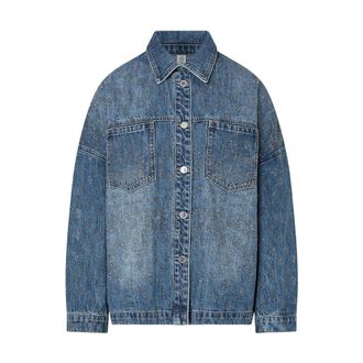 Liu Jo Giacca Oversize in Denim con Strass - - Jackets - Donna - Blu - XS