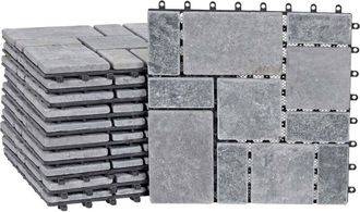 Hhg Piastrelle per pavimento da esterno 929 11 pezzi = 1m&sup2; grigio scuro