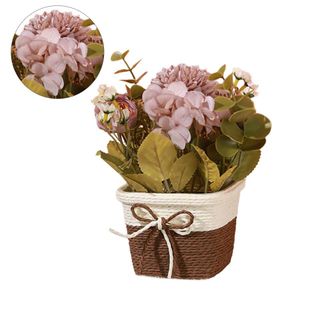 OEM Planta Artificial En Cesta, Ramos De Rosas Artificiales Moradas