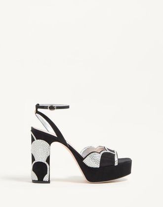 Valentino Garavani Bowow Platform Sandal In Moir&eacute; Fabric With Crystals 115Mm Wo