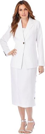 Roaman's Side Button Suit Jacket Dress in White at Nordstrom, Size 18