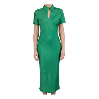 Kiton Midi Dresses, female, Green, Size: S Donna Silk Overcoat