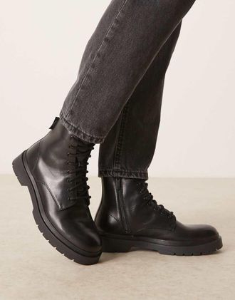 WALK LONDON Walk London - Callum - Stivali stringati neri in pelle-Nero
